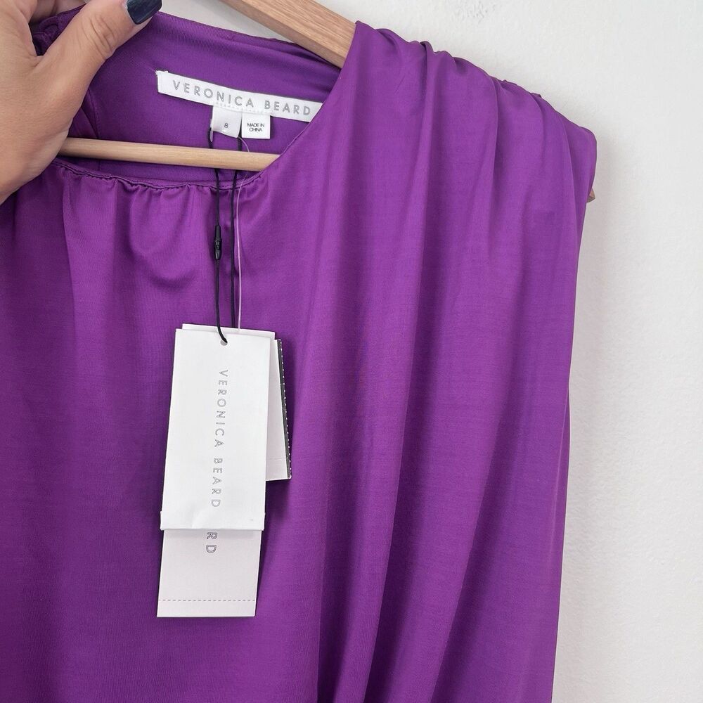 Veronica Beard Bora Dress 8 Dark Violet Ruched Sleeveless Bodycon Mini NWT $448 - Picture 5 of 14